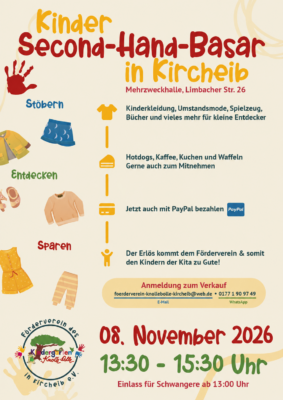 Flyer Kinder Second-Hand-Basar in Kircheib am 08. November 2026